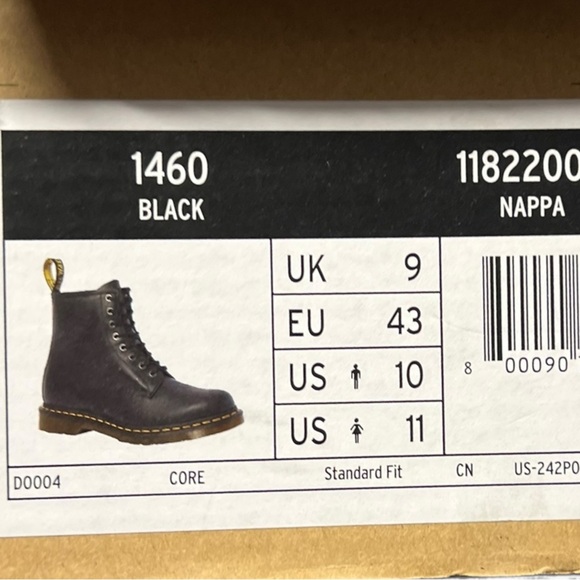 🌻Dr. Martens 1460 Nappa Leather Lace-Up Boots Monochrome AirWair Yellow Stitch - Picture 14 of 15